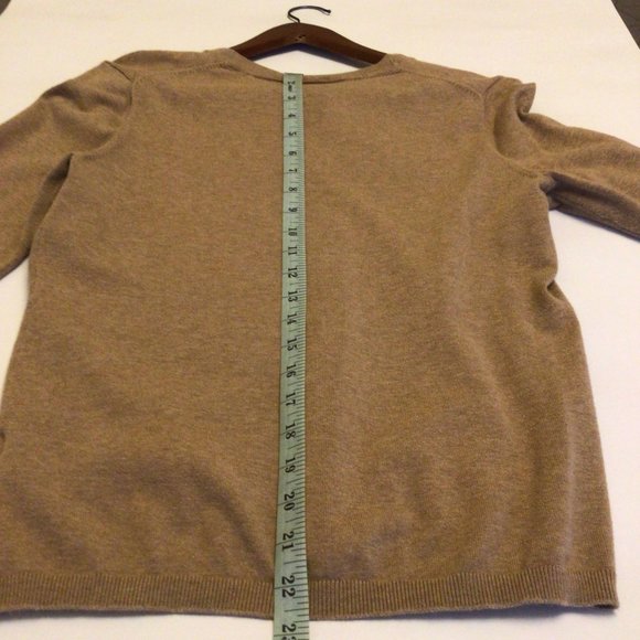 Tommy Hilfiger Women's V-Neck Pima Cotton Blend Sweater Camel Size Medium - Picture 5 of 6